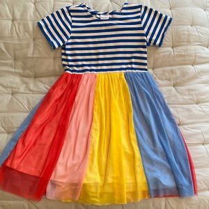 NWOT Hanna Andersson Stripe and Tulle Rainbow Dress Sz 6-7 120
